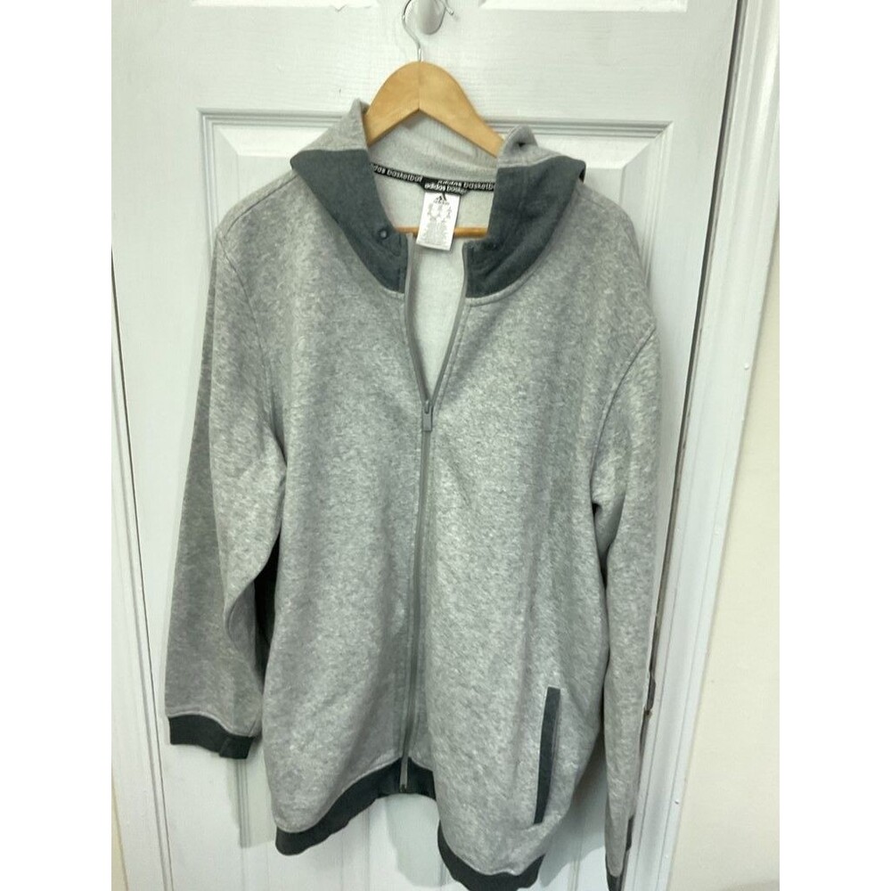 Adidas Basketball Gray Full-Zip Hoodie